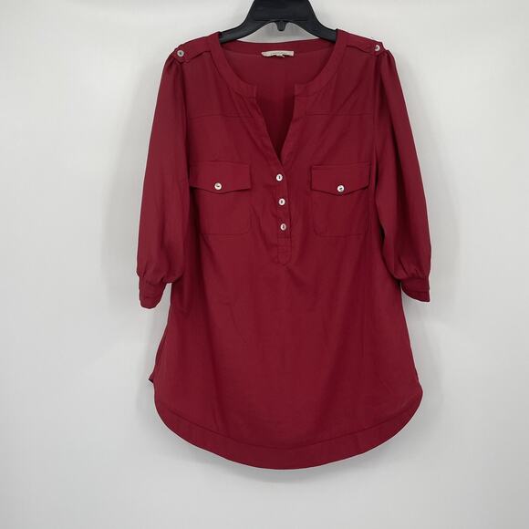 41 Hawthorn Stitch Fix Red Filbert Popover Blouse Size Small S - Picture 1 of 7